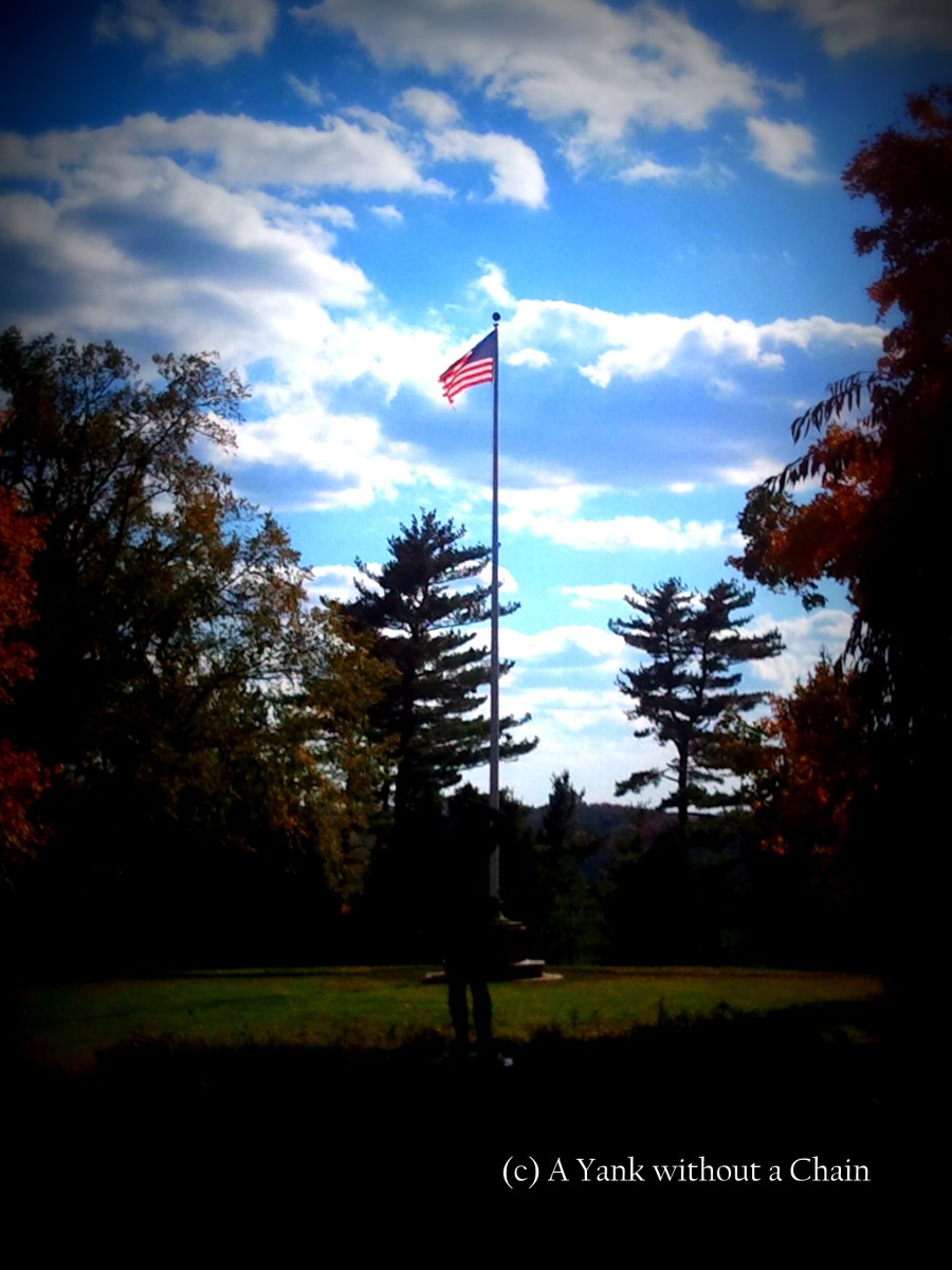 An American flag the Kykuit Estate