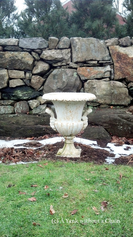 A flower pot in the sunken garden at Weir Farm