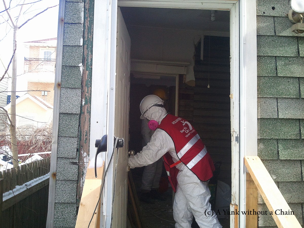 A New York Cares volunteer hard at work in Queens