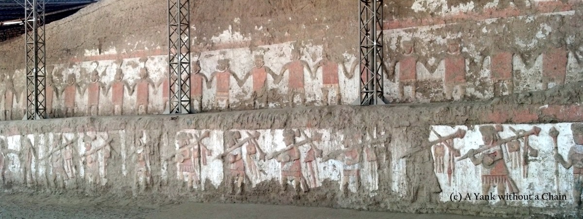 Main mural at Huaca de la Luna depicting warrior sacrifices