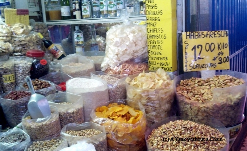 A selection of chips and beans at the San Camilo Market