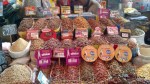 A variety of pet food on display at San Camilo Market