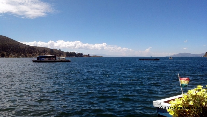Waiting (anxiously) for our tour bus to cross the Tiquina Strait