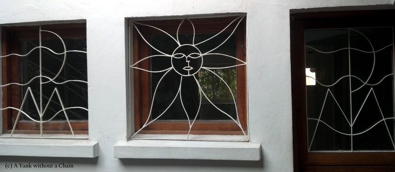 The windows at La Chascona. The "PM" stands for "Pablo and Matilde" and is a common theme throughout the three houses.