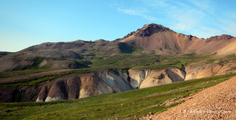 Colorful mountain formations near Brunavik