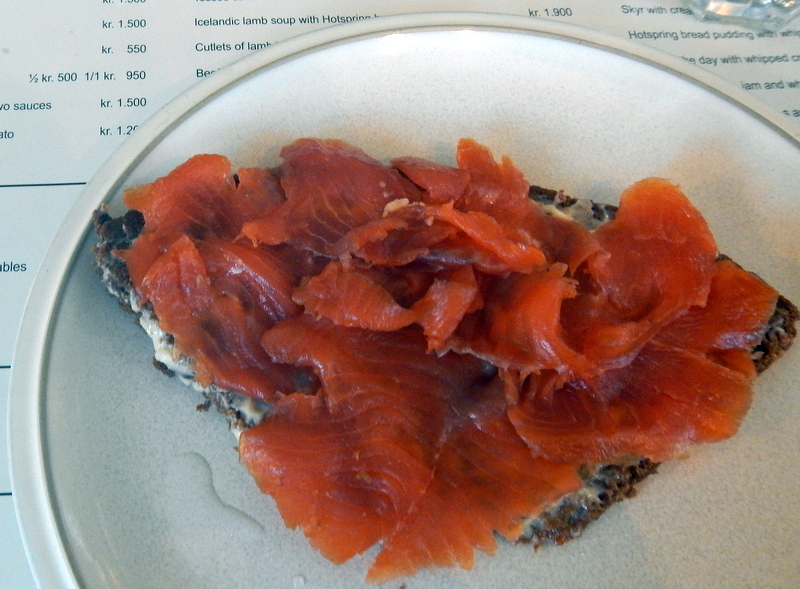 Another traditional dish at Gamli Baerinn, smoked arctic charr is the Icelandic answer to bagels and lox.