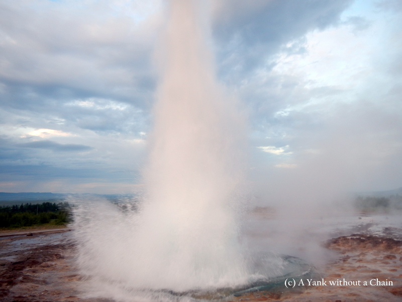 Strokkur, Geysir's neighbor, erupts every 4 minutes or so