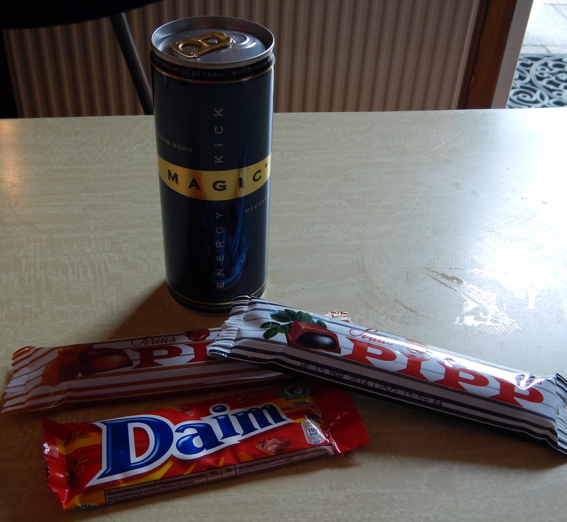 The Magic energy drink kept me awake during long night drives, while Pipp and Daim were lovely chocolate snacks