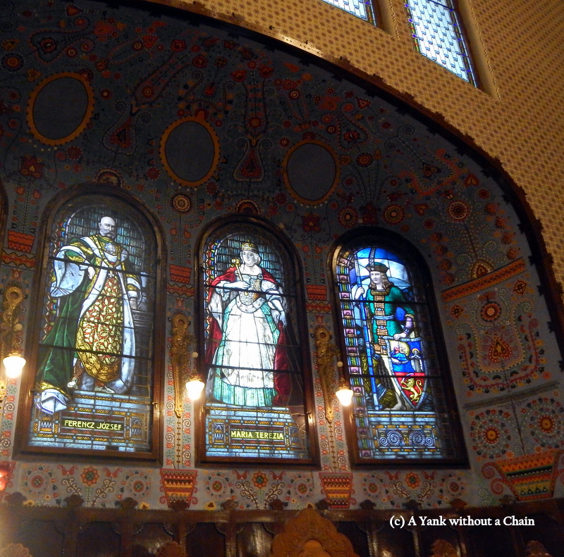 Stained glass representing Austro-Hungarian rulers