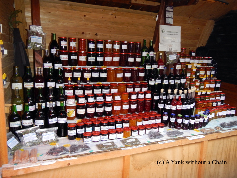 Rakija, jam and other fruit products at the Zlatibor market