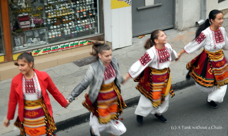 Dancers lined up for hundreds of meters to dance during Bulgaria's independence celebrations