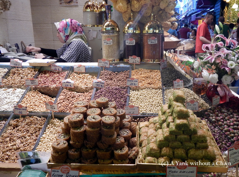 A woman working at the spice market in Istanbul