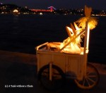 A cart with corn on the banks of the Bosphorus River