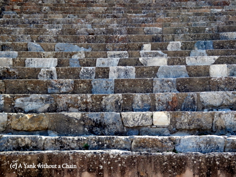 Some of the stone steps of the theater in Ephesus
