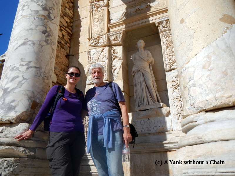 With Dennis, my new friend from the bus, and a statue of Sofia, goddess of Wisdom