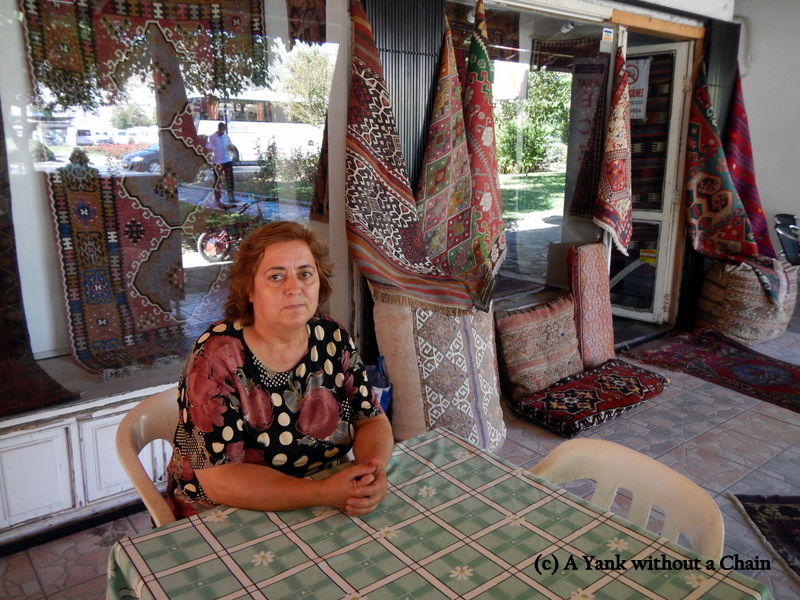 Mehmet's aunt, who makes the rugs and kilims by hand