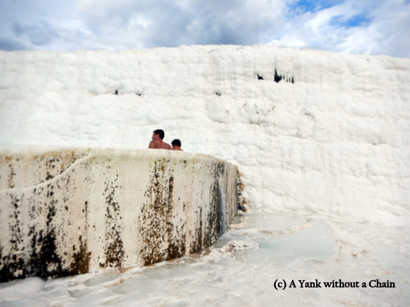 Men bathing in one of the Pamukkale pools