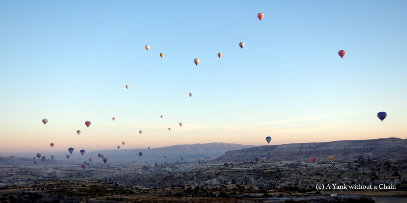 Watching the sunrise over Cappadocia from a hot air balloon!