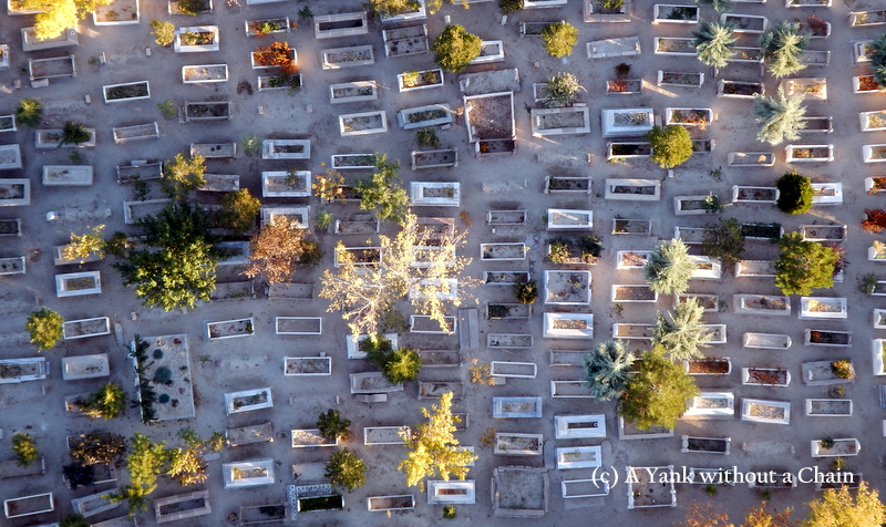 A bird's eye view of a cemetery in Cappadocia