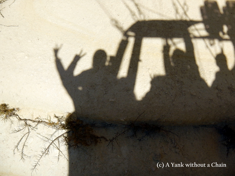 A shadow reflection on the rocks of Cappadocia