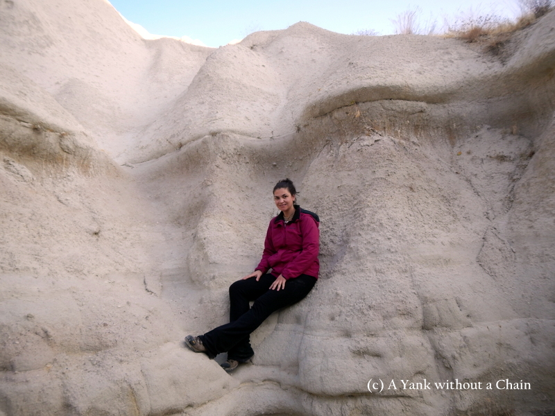 Posing with the rocks of the White Valley