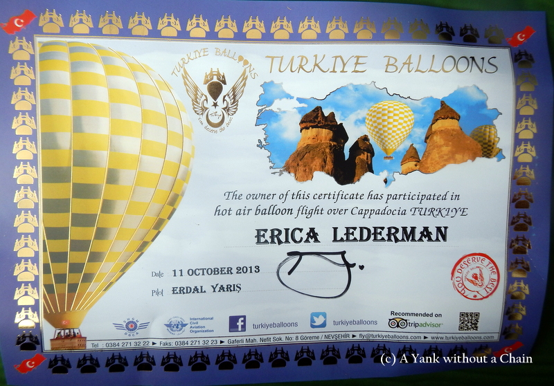 My Turkiye Balloons certificate!