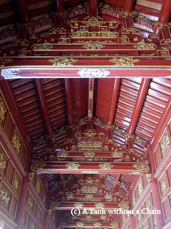 A colorful ceiling at the imperial citadel in Hue
