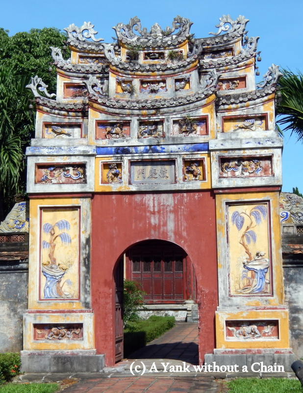 A colorful gate inside the imperial citadel in Hue