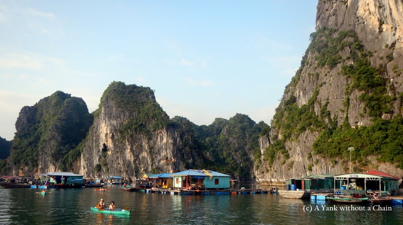 A floating fishing village at Ha Long Bay