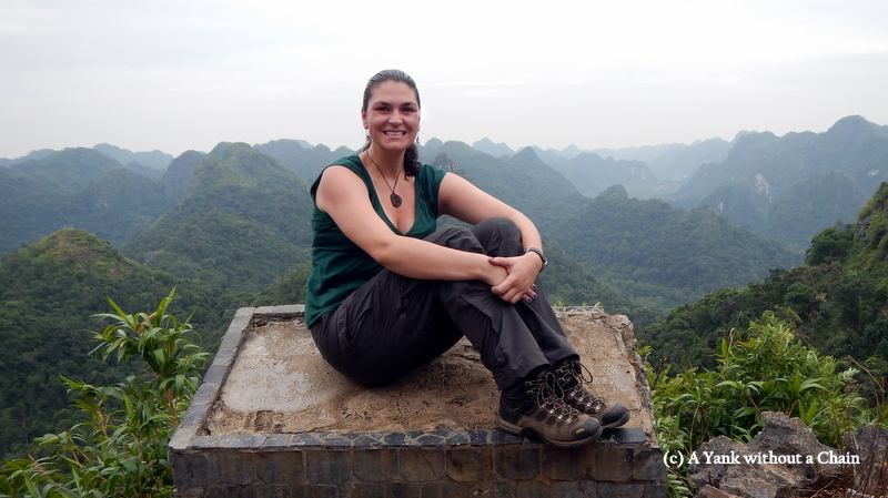 Posing at the peak of Cat Ba National park