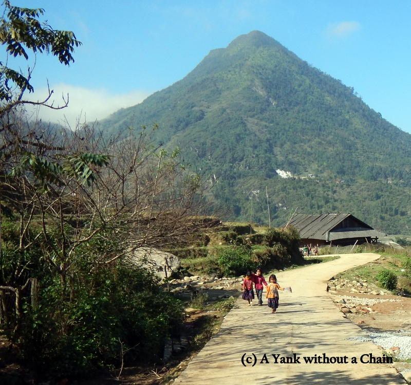 Local girls walking in the mountains