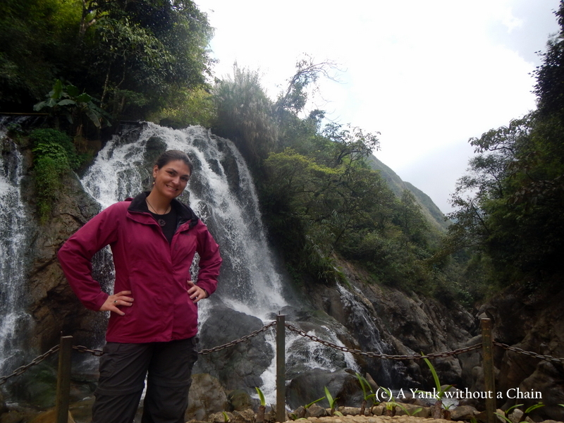 Posing with the Tien Sa waterfall