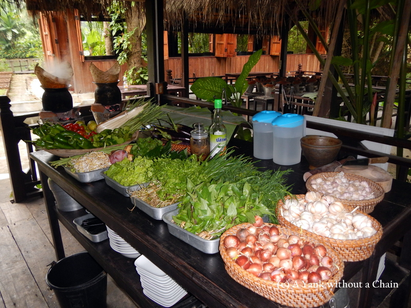 The demonstration table at Tamarind's cooking school
