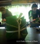 My mok pa, a fish dish wrapped in banana leaves