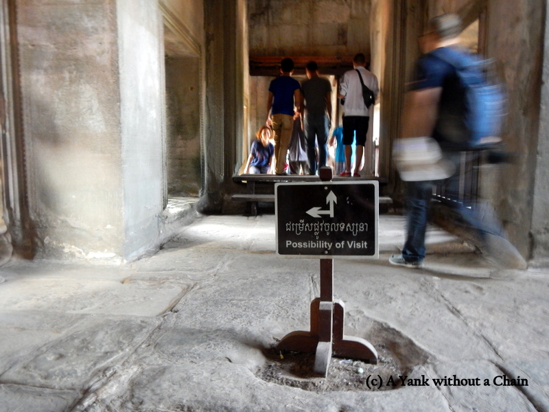 A sign directing tourists at Angkor Wat
