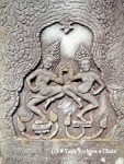 A detail of the bas relie at the Bayon inside Angkor Thom