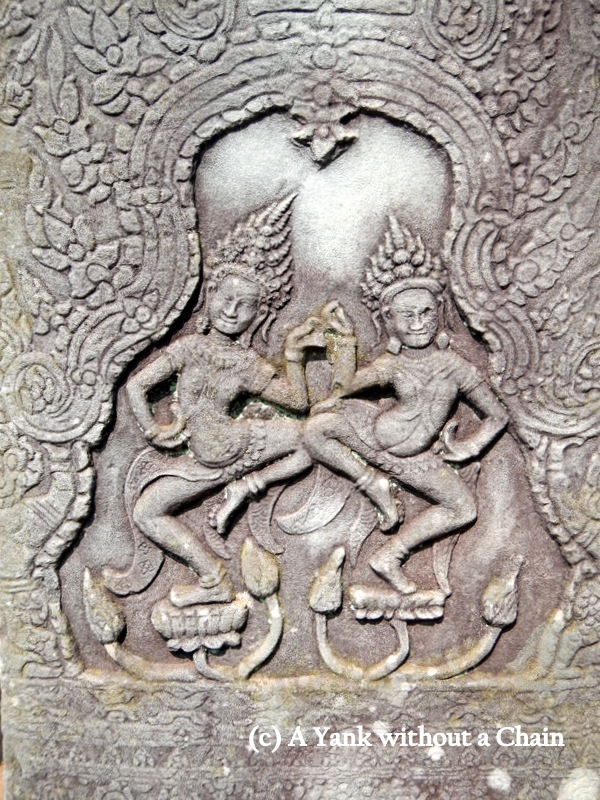 A detail of the bas relie at the Bayon inside Angkor Thom