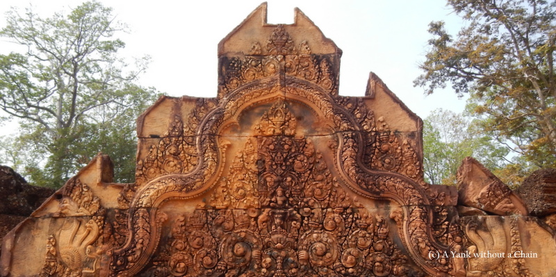 A detail of the carvings at Banteay Srei