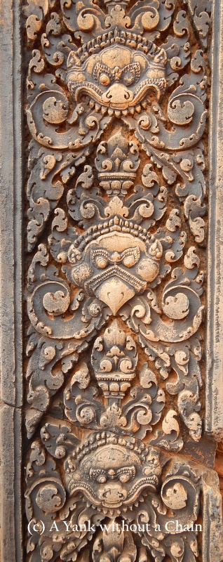 A detail of the carvings at Banteay Srei