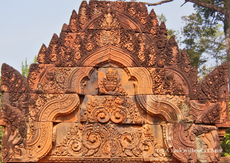 A detail of the carvings at Banteay Srei