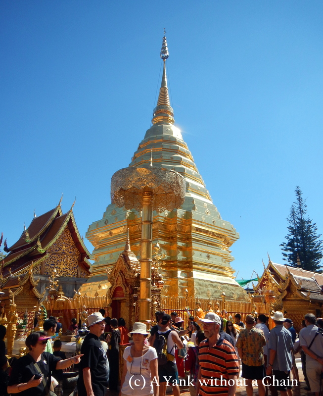 Tourists walking around Wat Phra That Doi Suthep