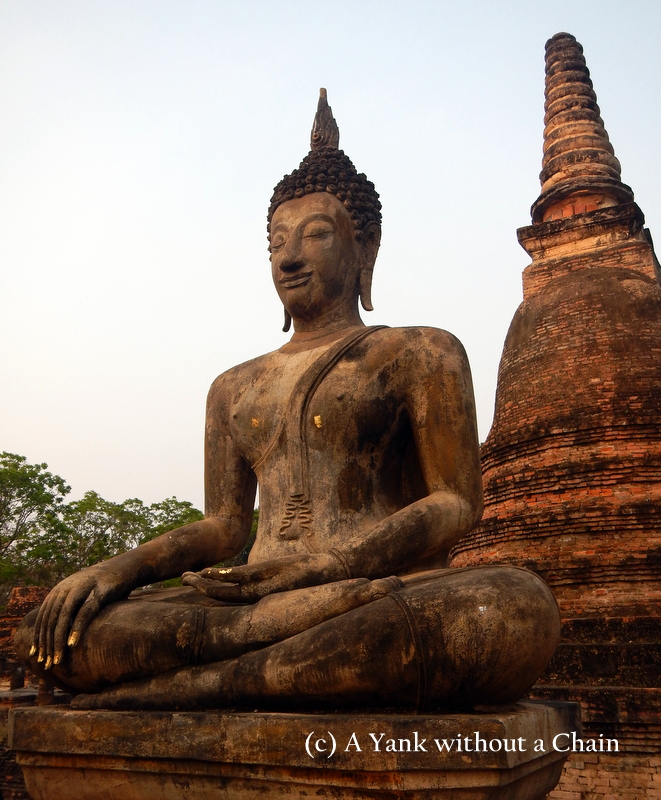 A Buddha statue at Wat Mahathat at Sukothai Historical Park