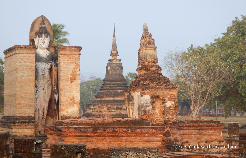 A Buddha statue at Wat Mahathat at Sukothai Historical Park