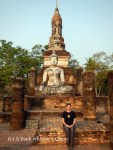 Standing in front of Wat Sa Si at Sukothai Historical Park