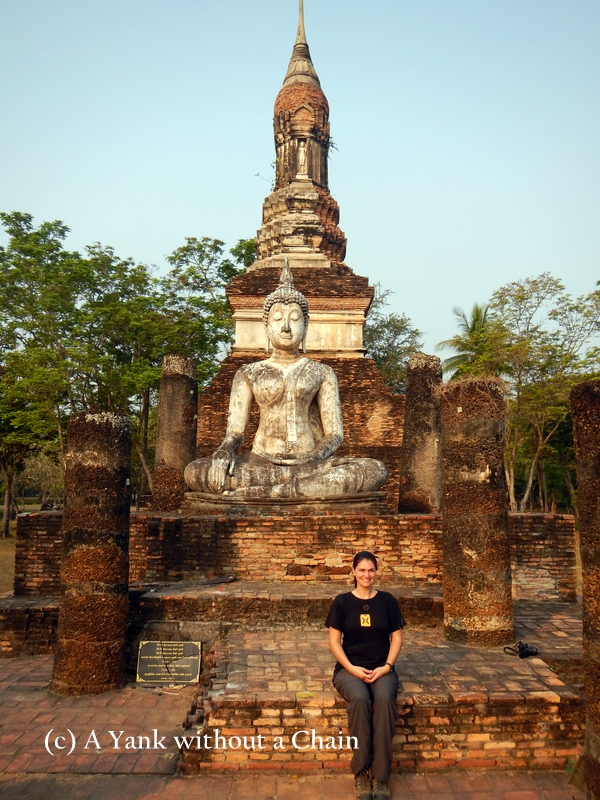 Standing in front of Wat Sa Si at Sukothai Historical Park