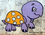 A cute turtle painted on a wall in New Sukothai