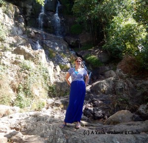 Standing in front of the Namuang waterfall on Koh Samui
