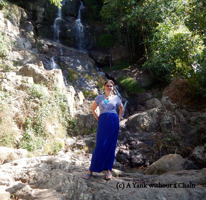 Standing in front of the Namuang waterfall on Koh Samui