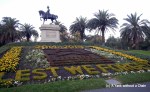 A floral memorial to fallen soldiers outside the Shrine of Remembrance