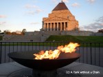 An eternal flame and the Shrine of Remembrance for Australia's fallen soldiers